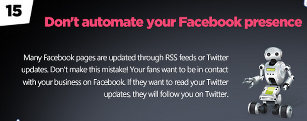 Facebook tips: Automate the right things Facebook tips: Automate the right things