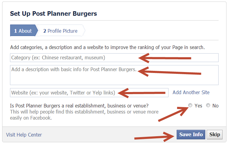 How to create a Facebook Business Page - Step 7.1