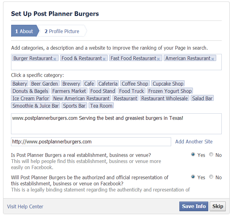 How to create a Facebook Business Page - Step 7.2