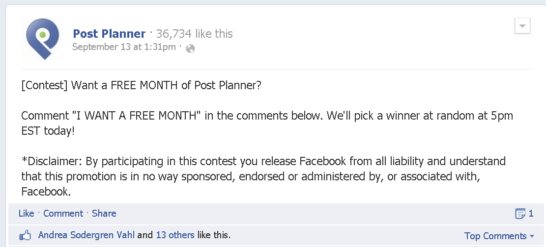 facebook comment contest