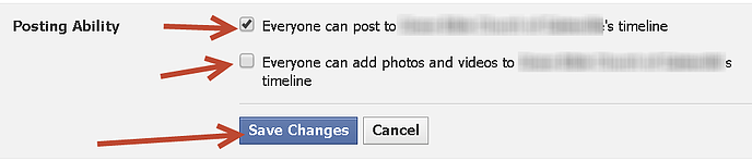 selecting settings for facebook