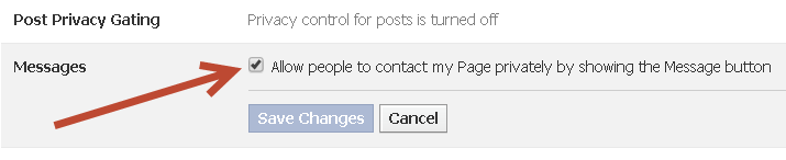 allow messages on facebook page