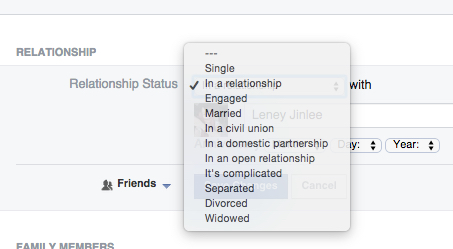 facebook relationship status