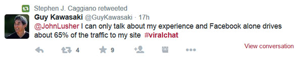 Facebook advice from Guy Kawasaki on #ViralChat