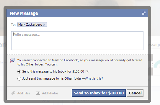 pay to message zuckerberg