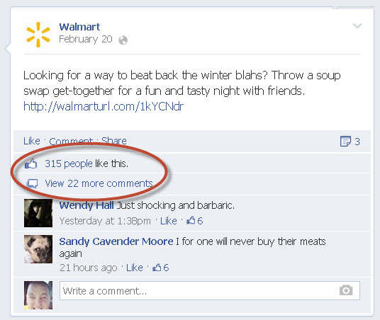 low engagement on walmart facebook page