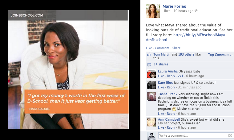 marie forleo facebook page 
