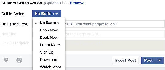 Facebook video call to action buttons
