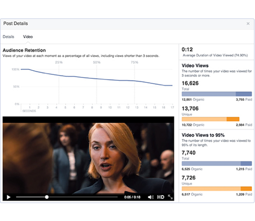 Facebook video insights