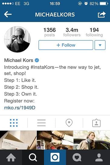 Michael Kors cool instagram bio ideas graphic.