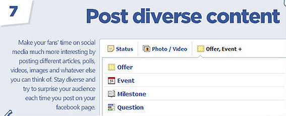 Facebook tips: Post diverse content