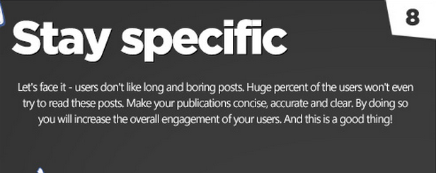 Facebook tips: focus and stay specific