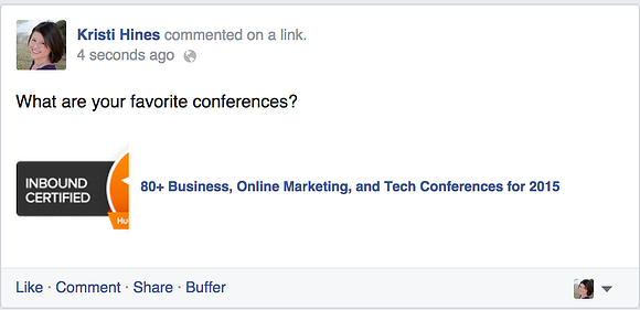 posting promotional comments on Facebook