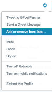 Add or remove someone to Twitter lists