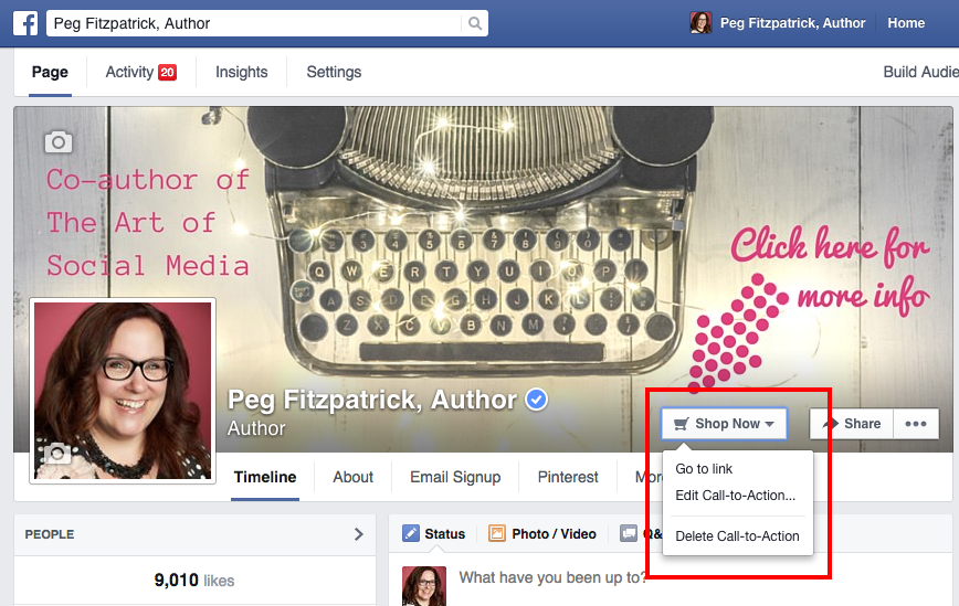 how to edit call to action button on facebook post