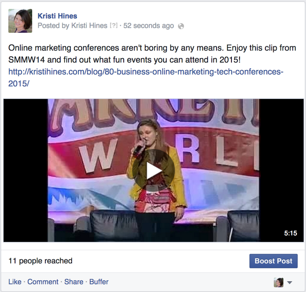 Video posts on Facebook for promotions