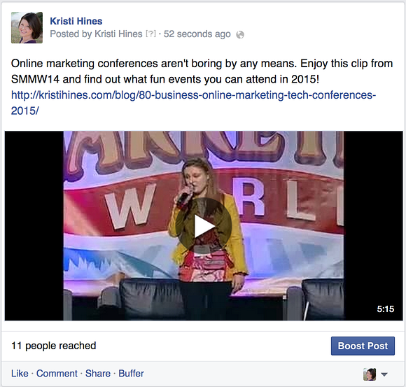 Video posts on Facebook for promotions