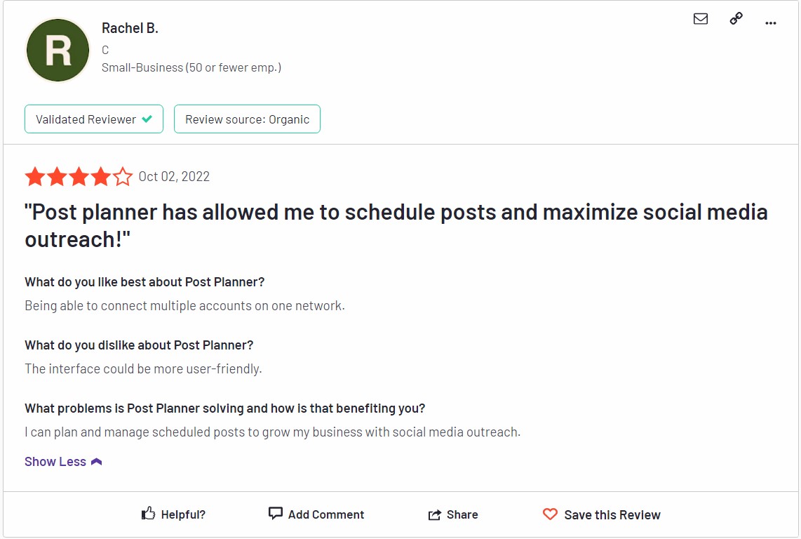 Reviews Post Planner 2