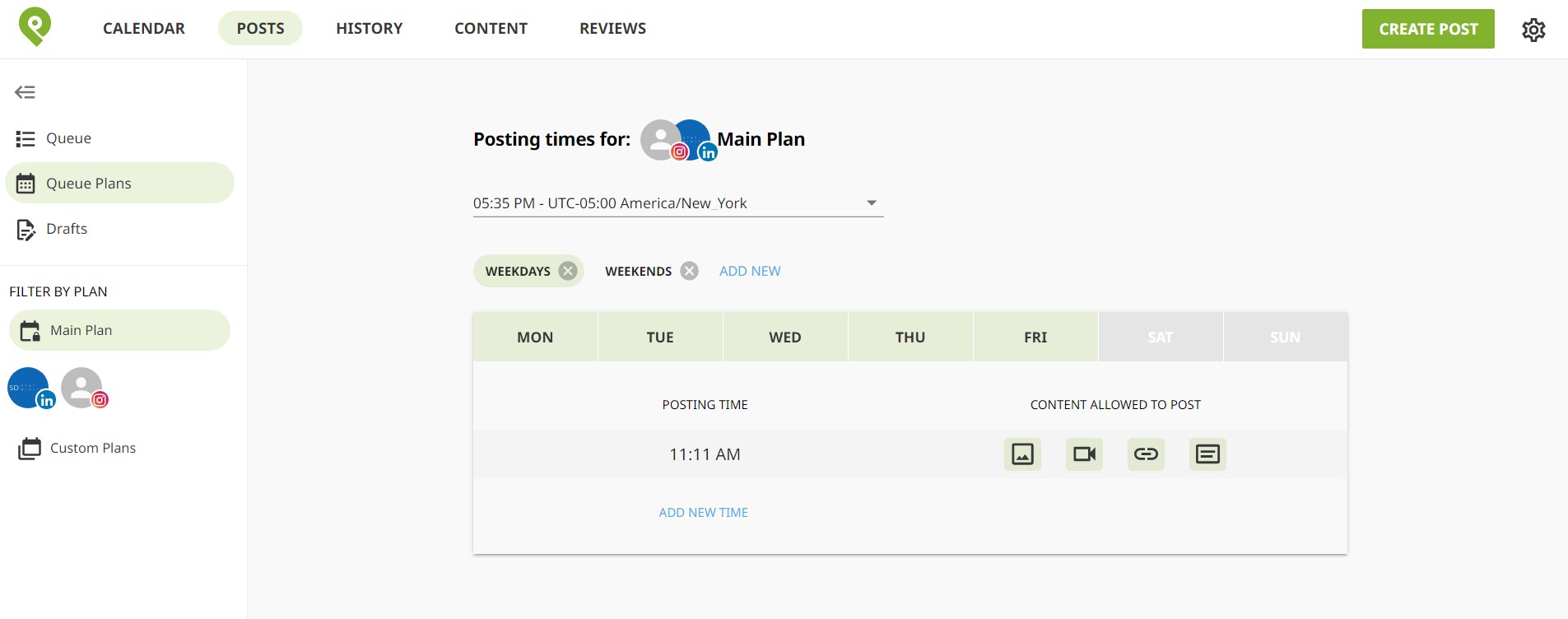 Post Planner dashboard