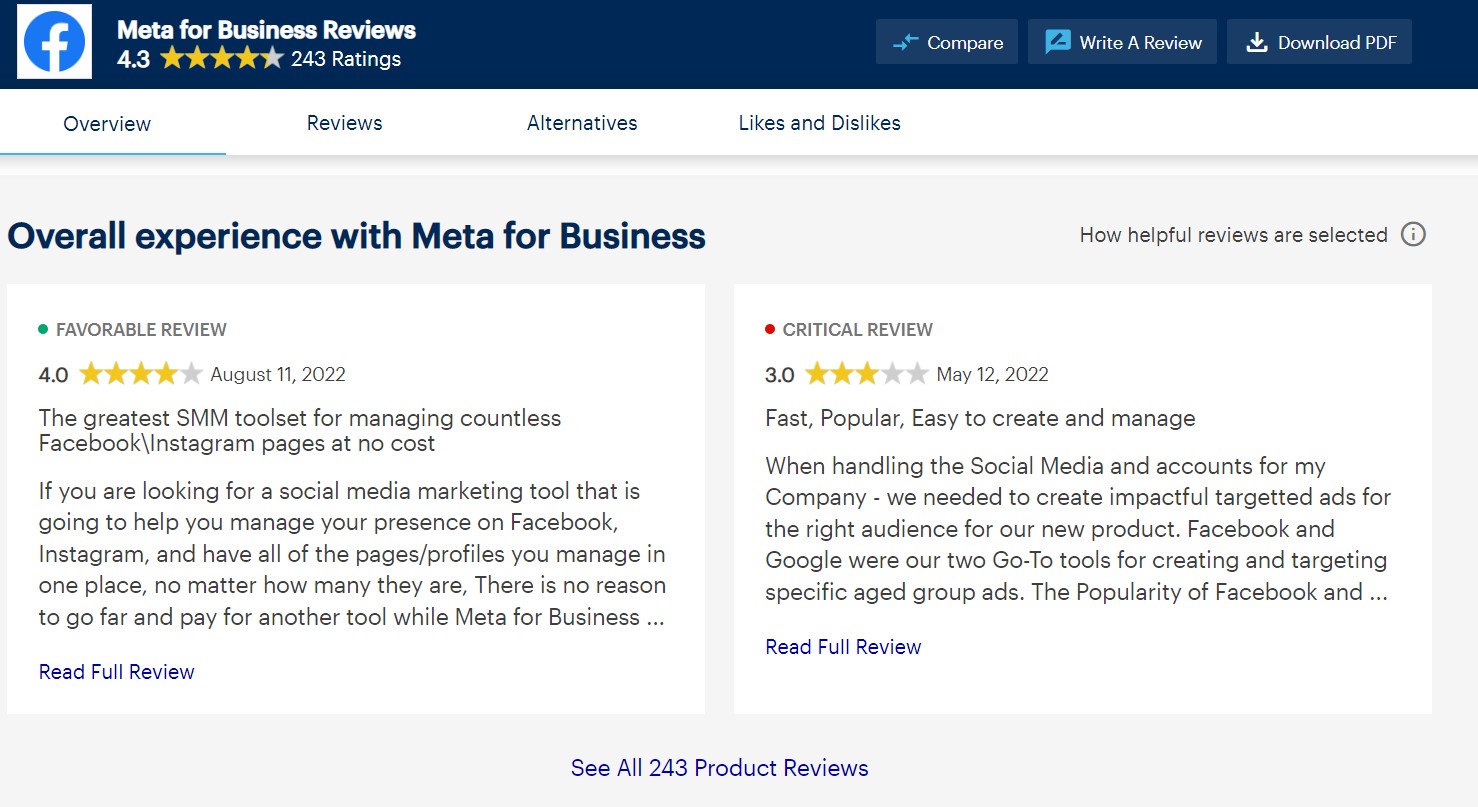 Reviews Meta Business Suite