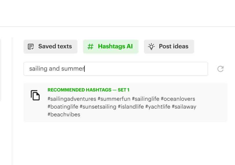 AI hashtags post planner