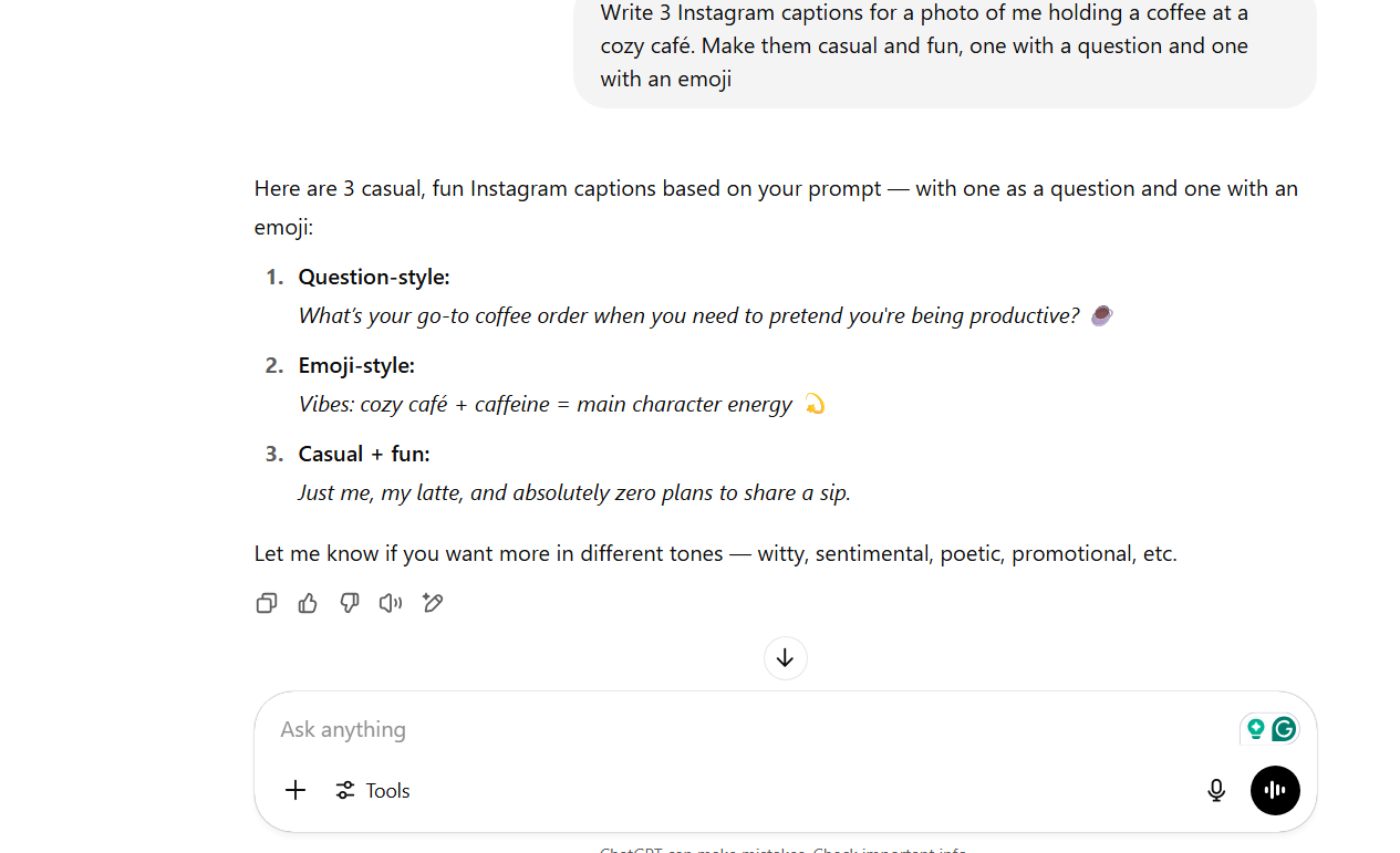 ChatGPT caption