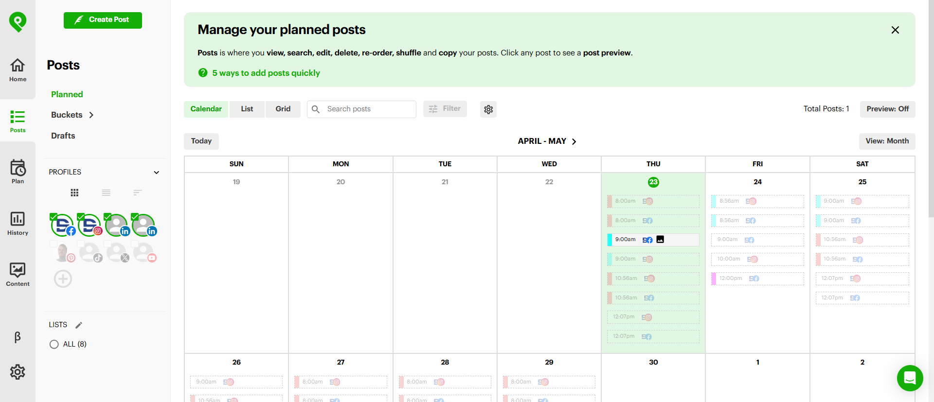 Content Scheduling with automatic posting