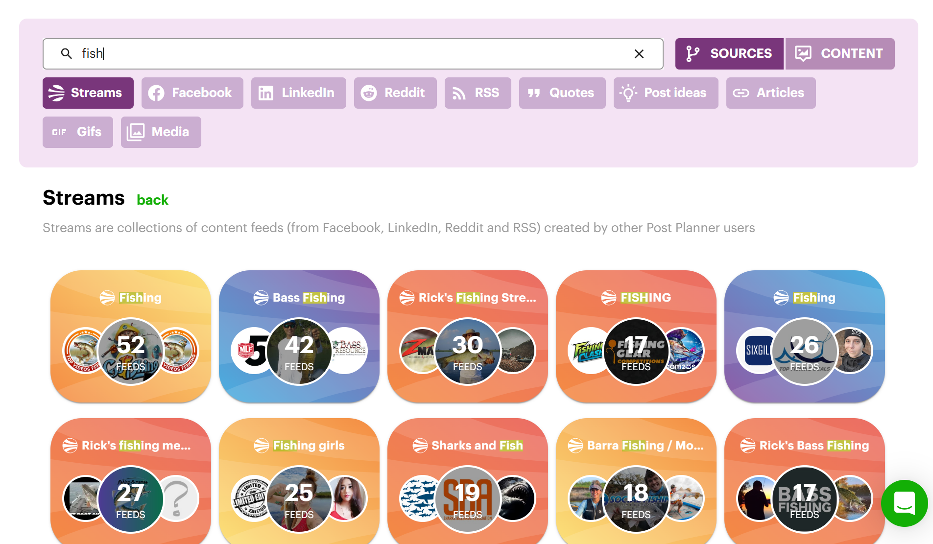 Content Streams search