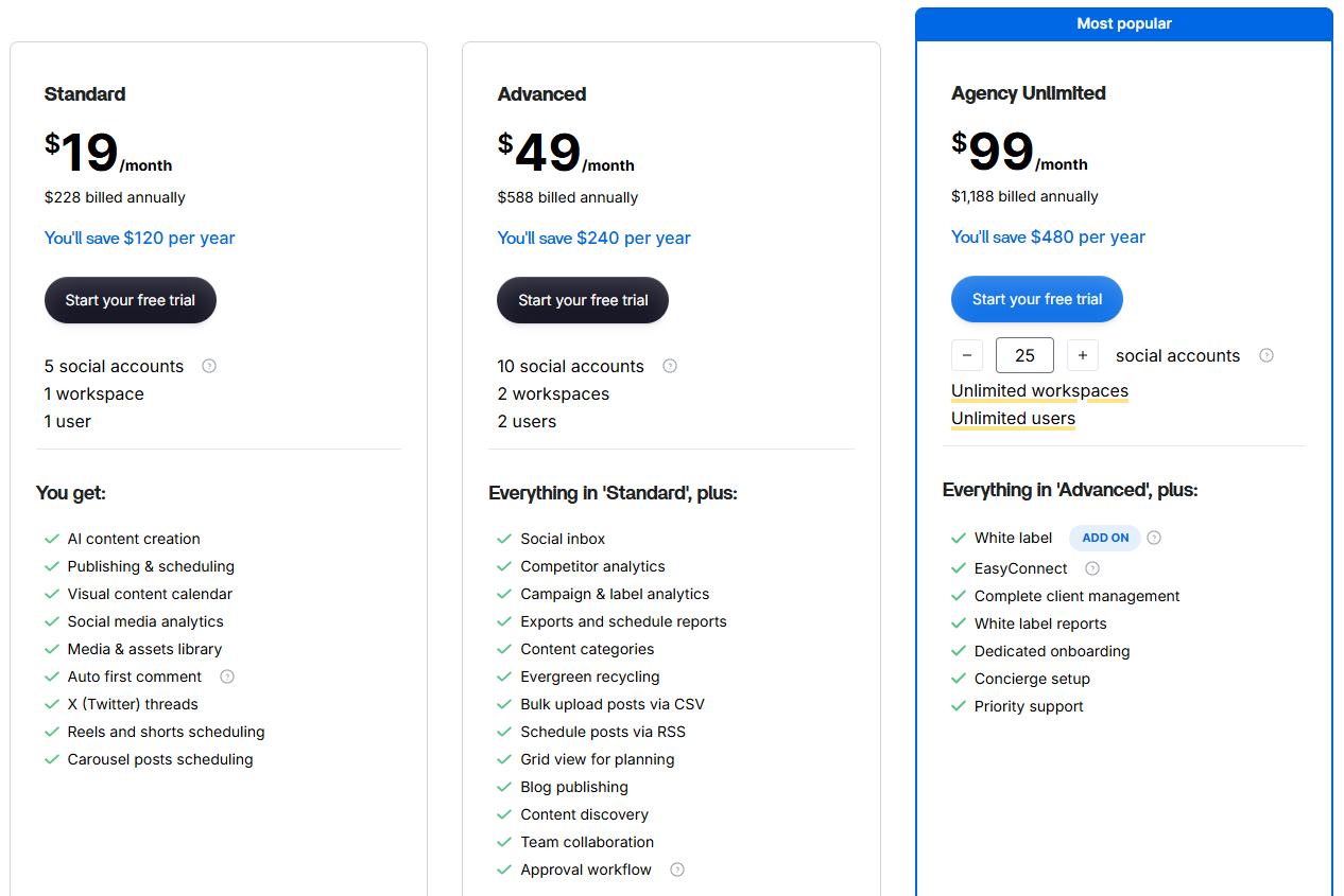ContentStudio pricing