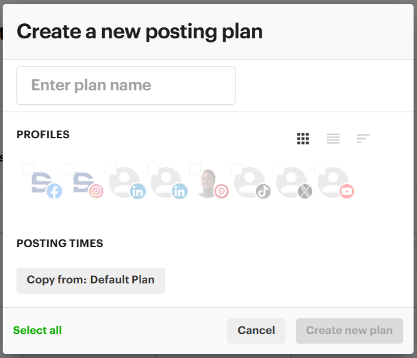 Create new posting plan