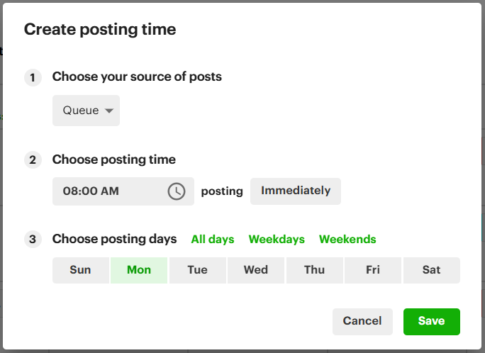 Create posting time