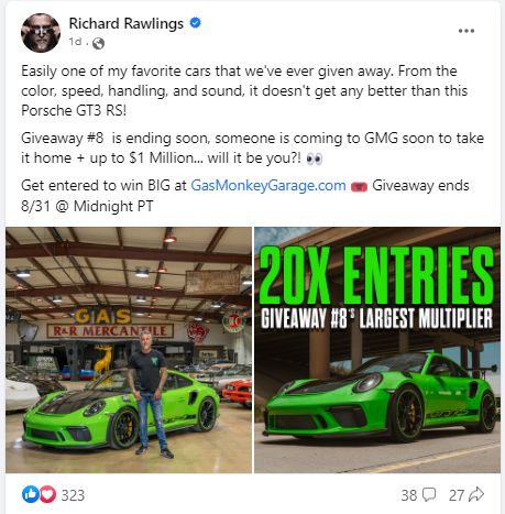 Facebook contest post