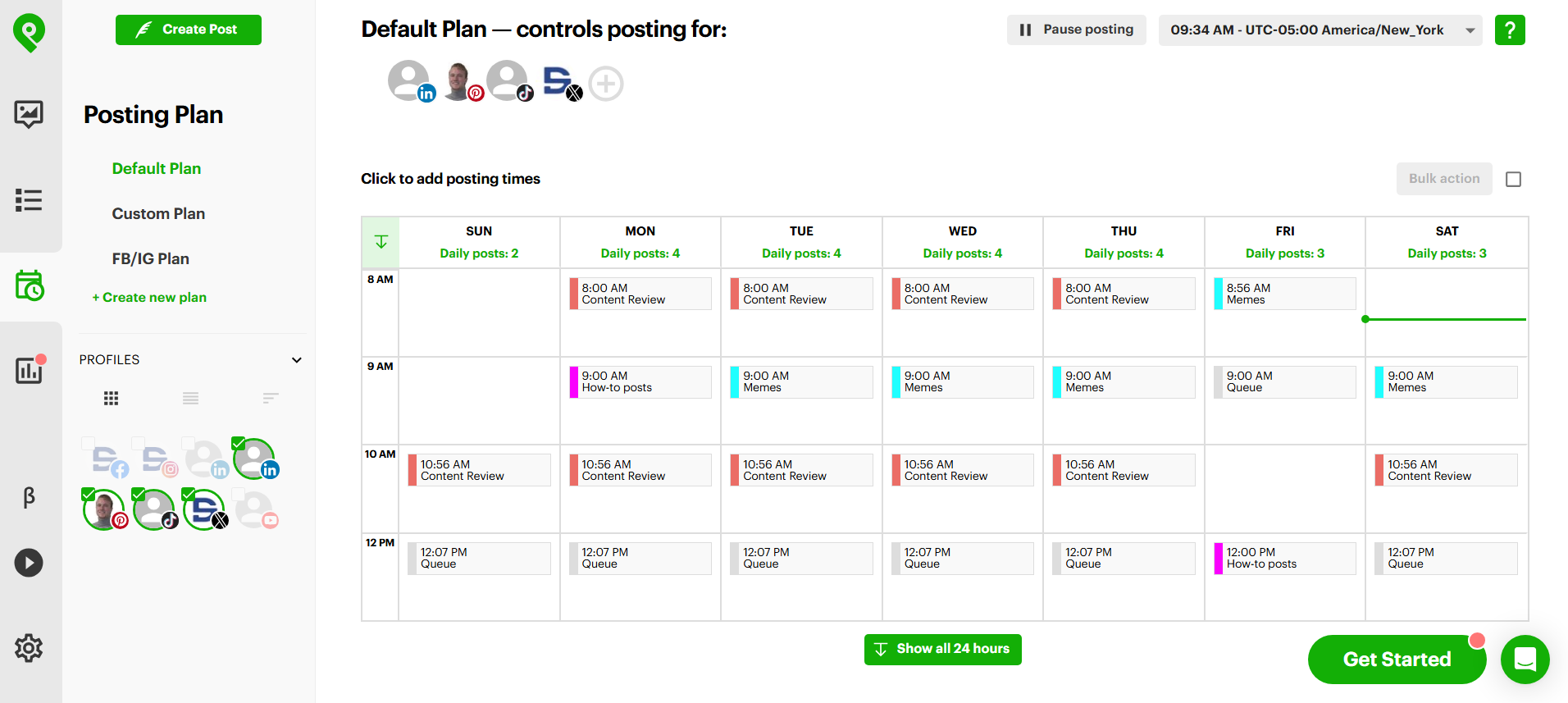 Head to the posting plan tab