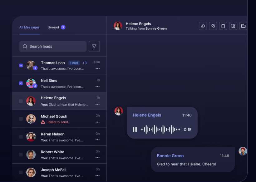 HeyReach unified inbox