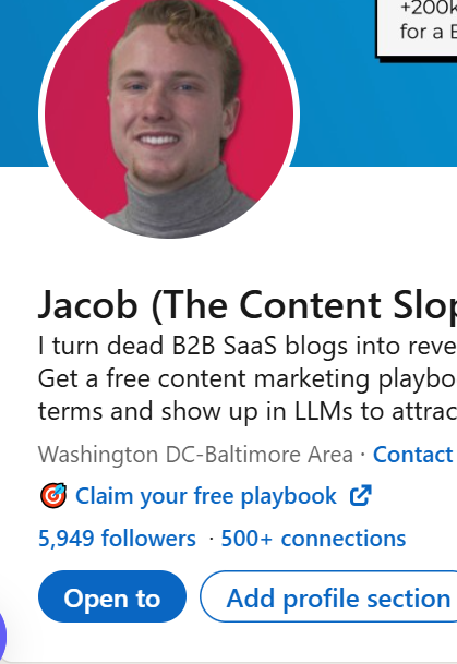 Jacob Statler 5k linkedin ofllowers