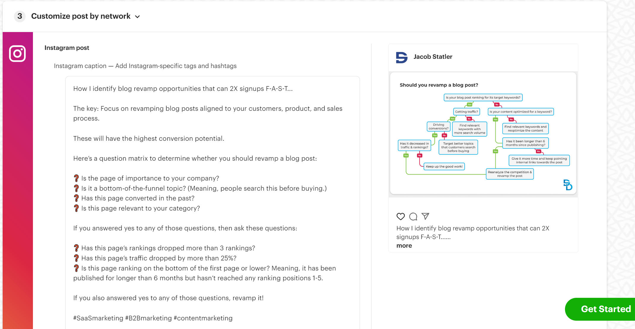 Optimize post for Instagram