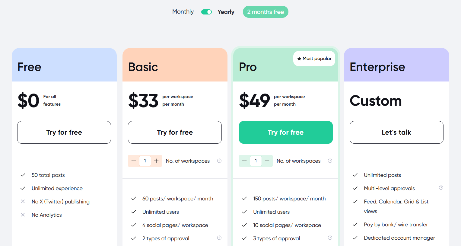 Planable pricing
