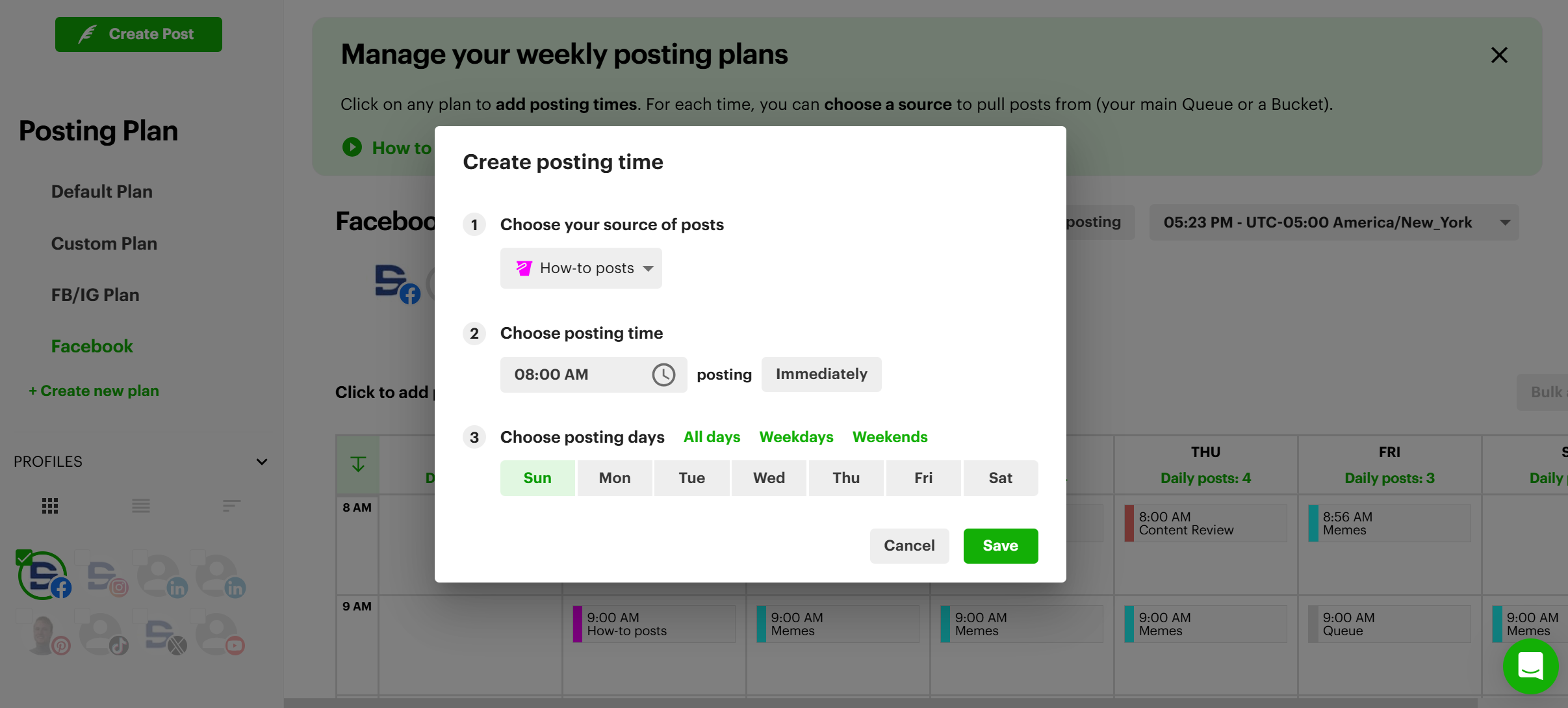 Posting Plan in Post Planner