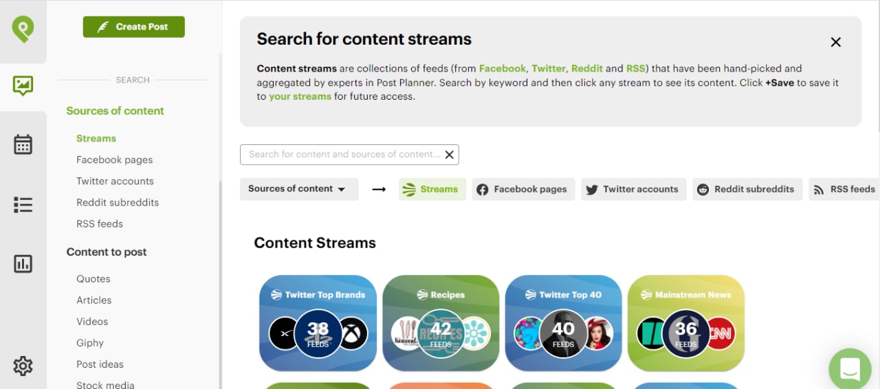 Search for Content Streams