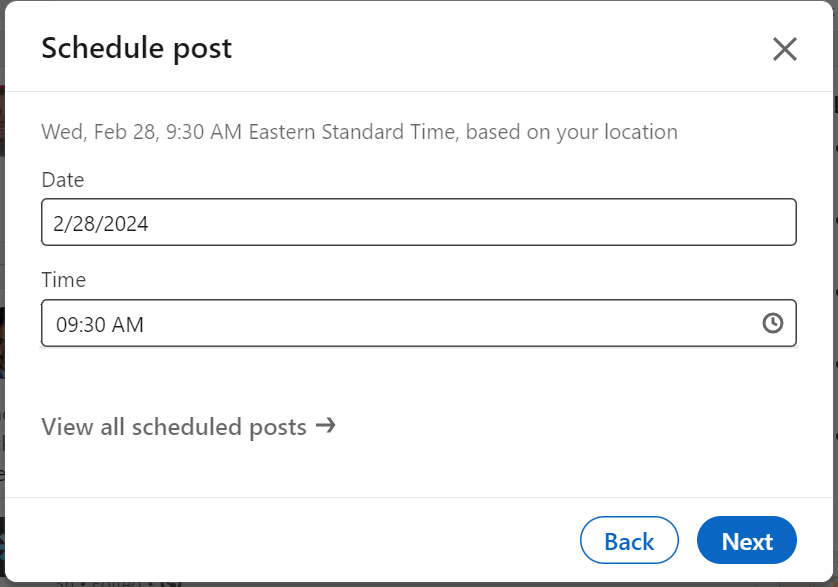 Select date and time