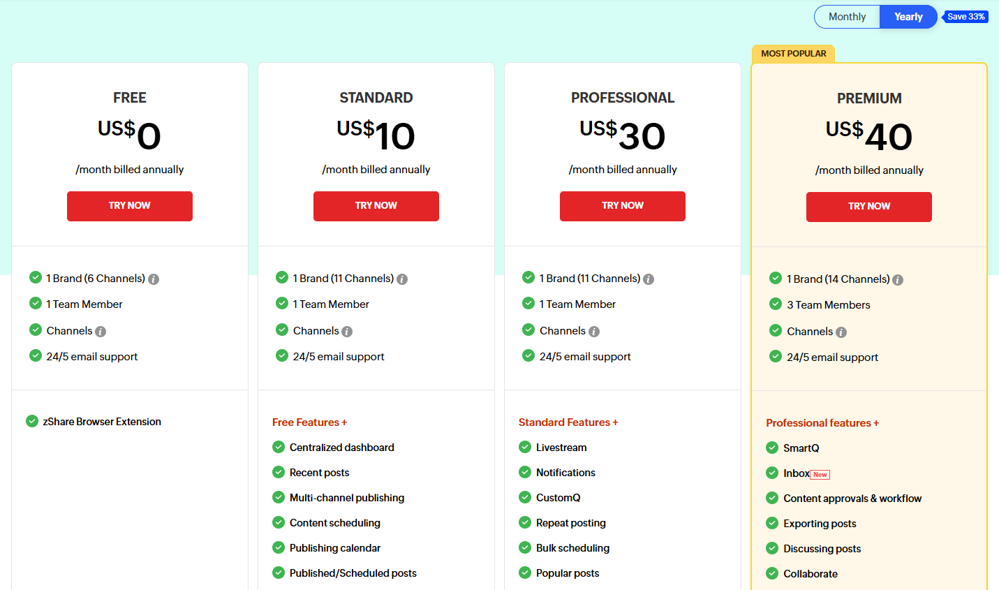 ZohoSocial Pricing