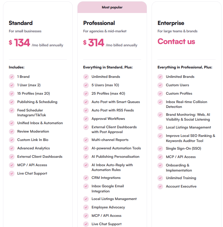 eClincher pricing: Standard $134 and Professional $314 per month billed annually, plus Enterprise