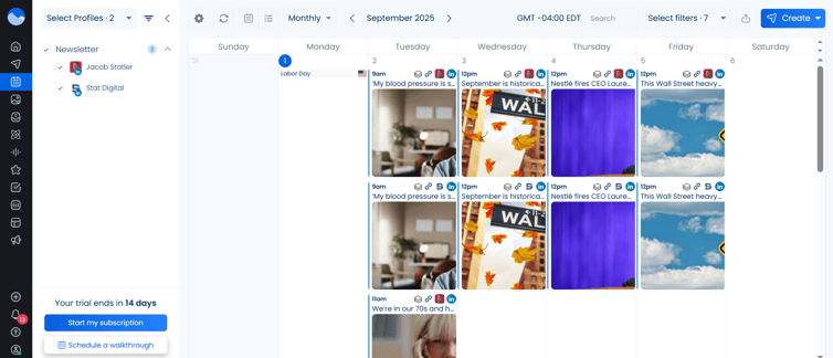 Vista Social bulk upload screen