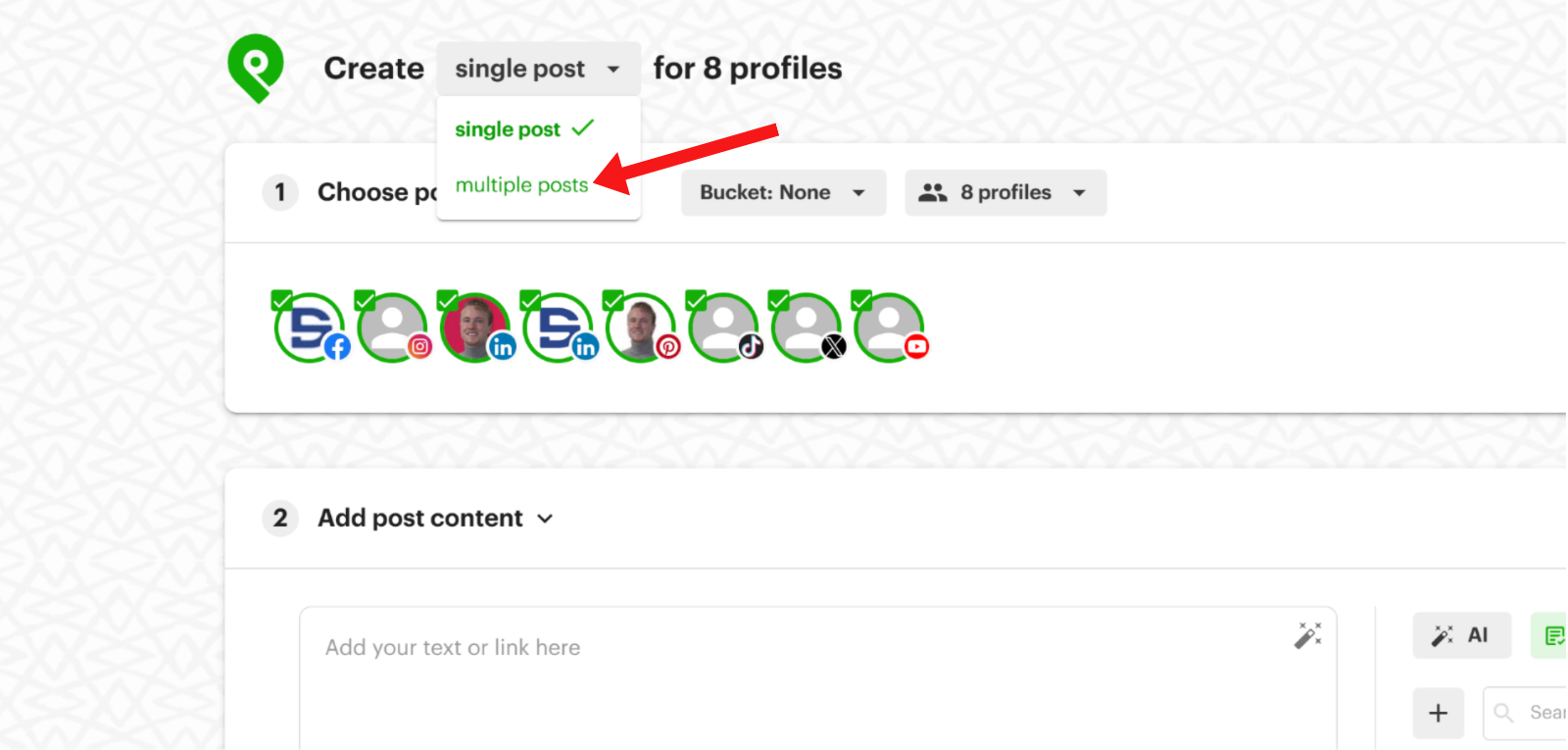 Post Planner Composer: switching from single post to multiple posts