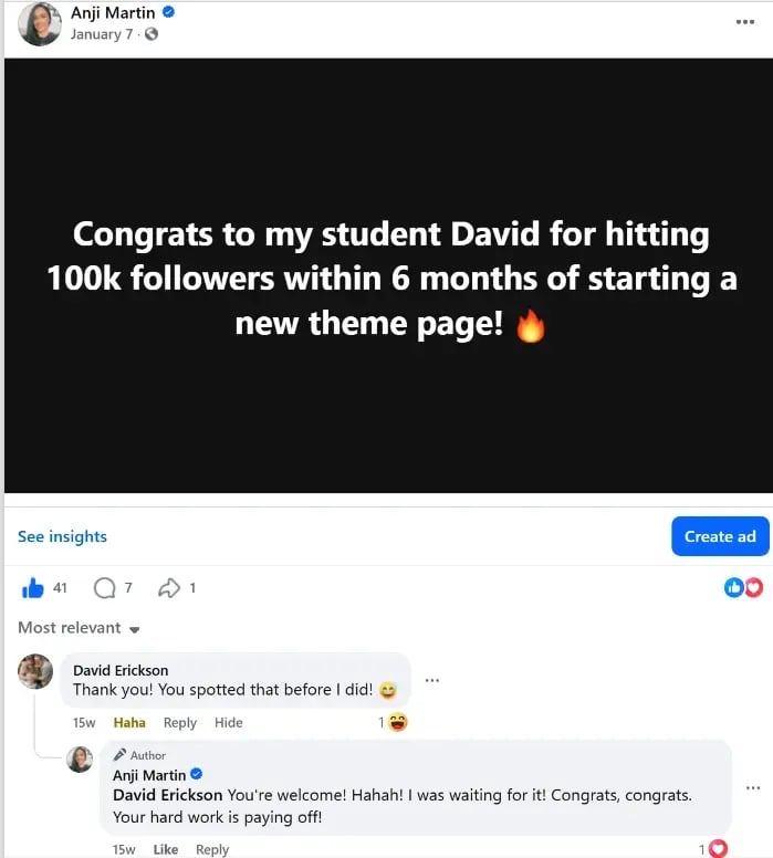 David's Facebook page milestone at 10,851 followers