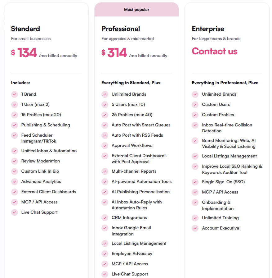 eClincher pricing: Standard $134 and Professional $314 per month billed annually, plus Enterprise