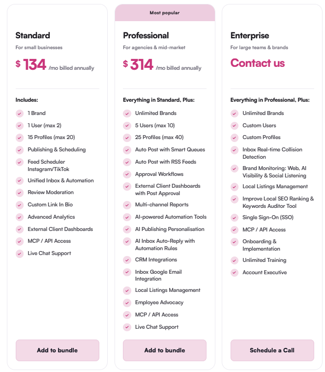 eClincher pricing: Standard $134 and Professional $314 per month billed annually, plus Enterprise