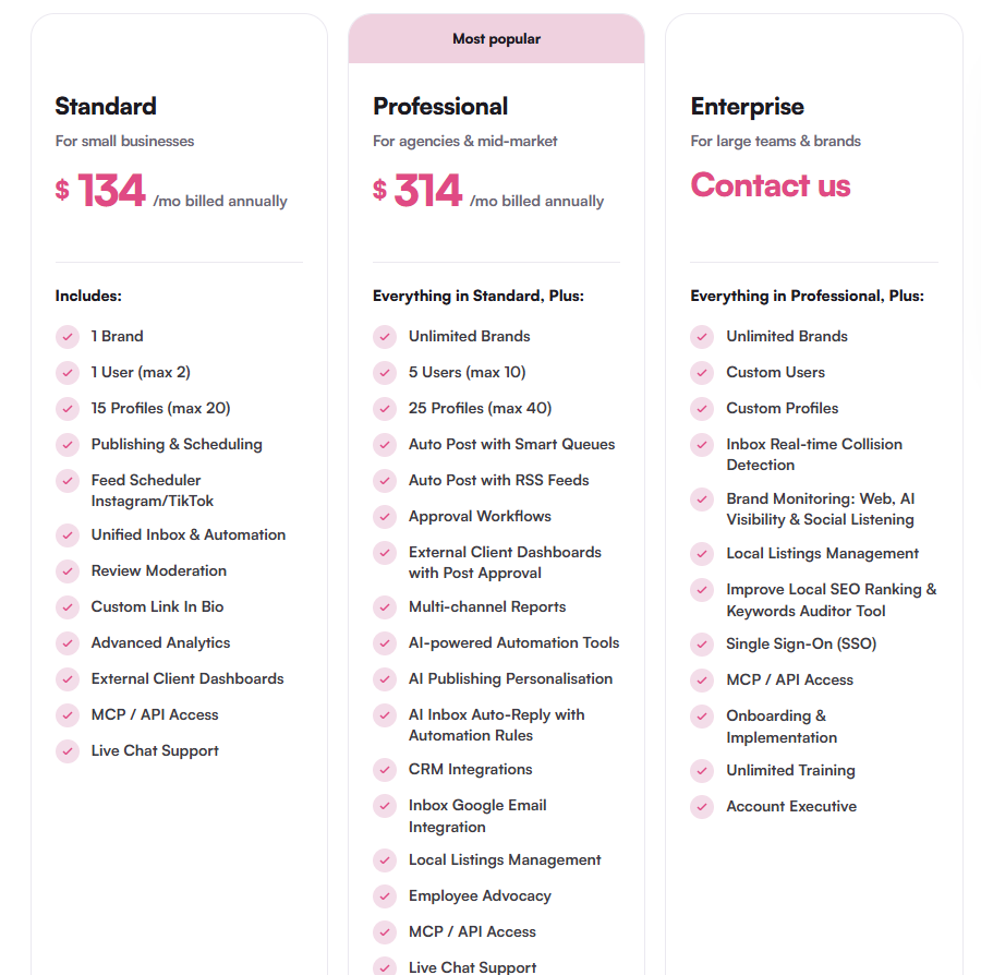 eClincher pricing: Standard $134 and Professional $314 per month billed annually, plus Enterprise