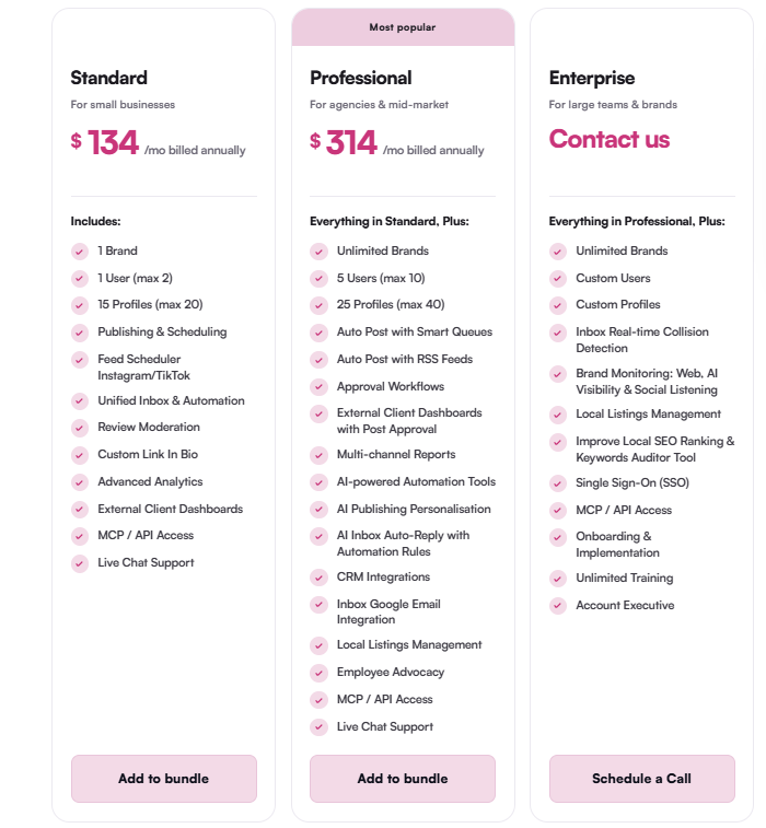 eClincher pricing: Standard $134 and Professional $314 per month billed annually, plus Enterprise