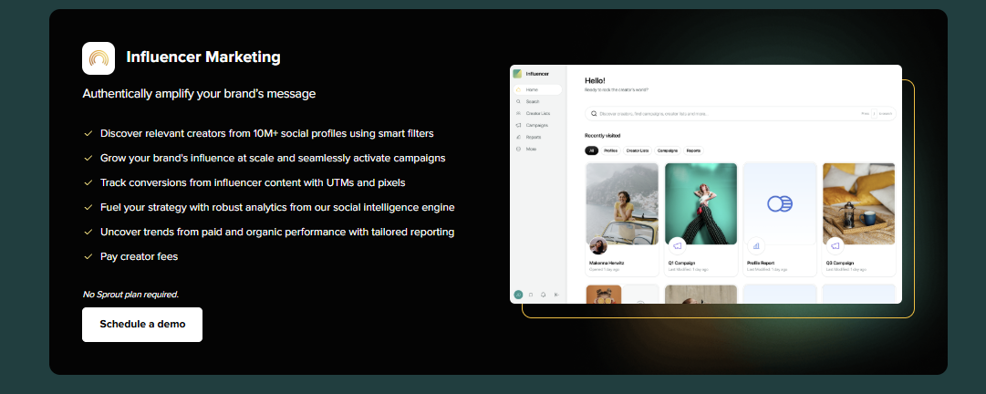 Sprout Social add-ons: Influencer Marketing platform overview